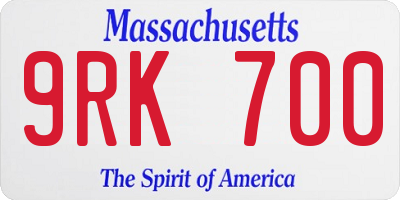 MA license plate 9RK700