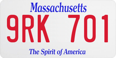 MA license plate 9RK701