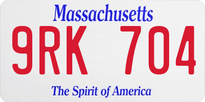 MA license plate 9RK704
