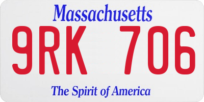 MA license plate 9RK706