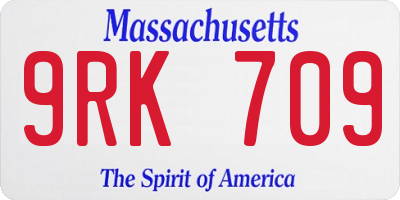 MA license plate 9RK709