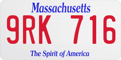 MA license plate 9RK716