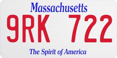 MA license plate 9RK722
