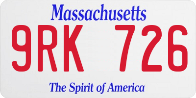 MA license plate 9RK726
