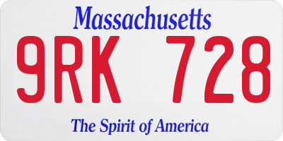 MA license plate 9RK728