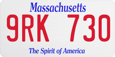 MA license plate 9RK730