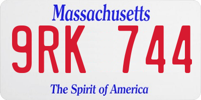 MA license plate 9RK744