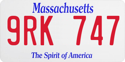 MA license plate 9RK747