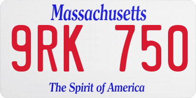 MA license plate 9RK750
