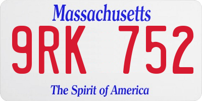 MA license plate 9RK752