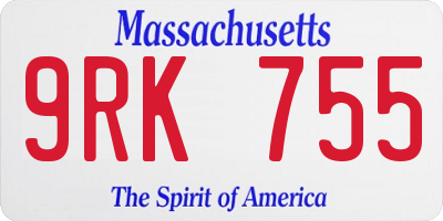 MA license plate 9RK755
