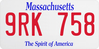 MA license plate 9RK758