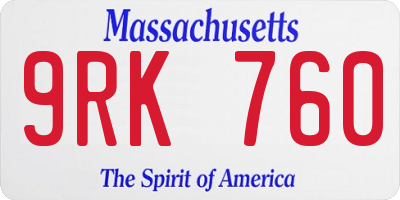 MA license plate 9RK760