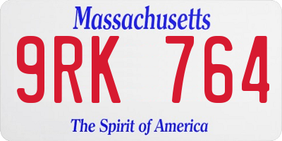 MA license plate 9RK764