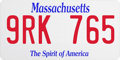 MA license plate 9RK765