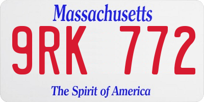 MA license plate 9RK772