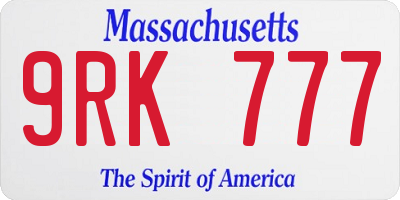 MA license plate 9RK777
