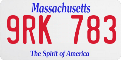 MA license plate 9RK783
