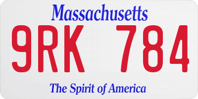 MA license plate 9RK784