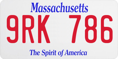 MA license plate 9RK786