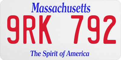MA license plate 9RK792