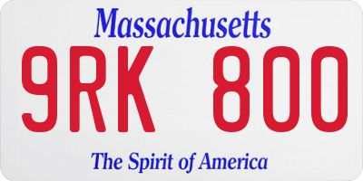 MA license plate 9RK800