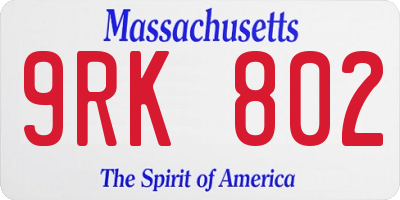 MA license plate 9RK802