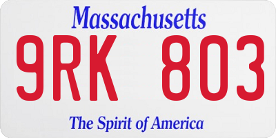 MA license plate 9RK803