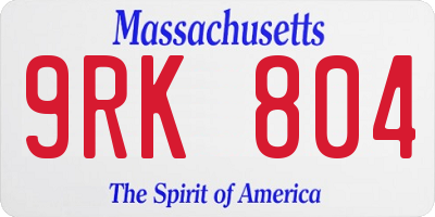 MA license plate 9RK804