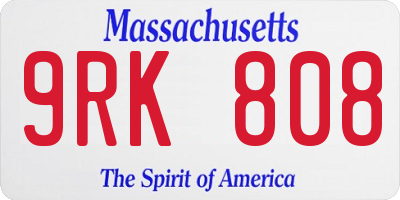 MA license plate 9RK808