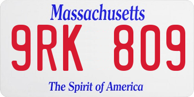 MA license plate 9RK809