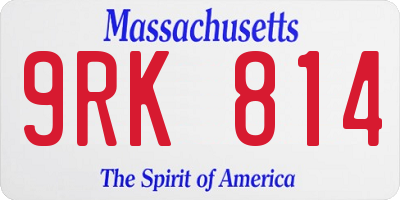 MA license plate 9RK814