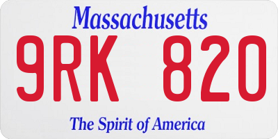 MA license plate 9RK820