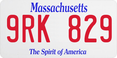 MA license plate 9RK829