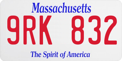 MA license plate 9RK832