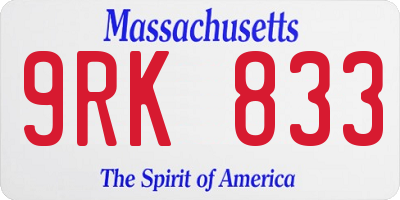MA license plate 9RK833