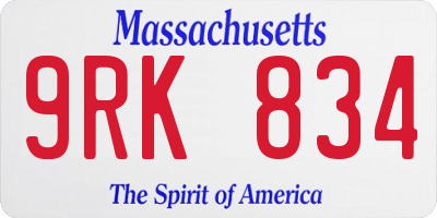 MA license plate 9RK834