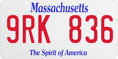 MA license plate 9RK836