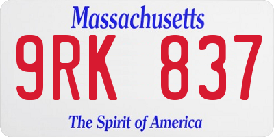 MA license plate 9RK837