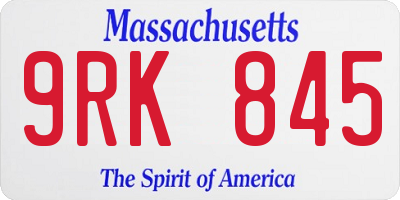 MA license plate 9RK845