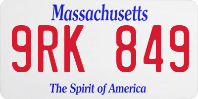 MA license plate 9RK849
