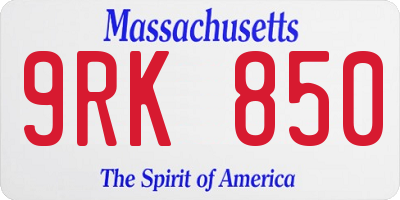 MA license plate 9RK850