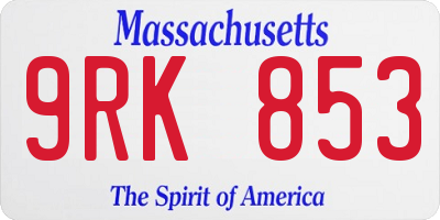 MA license plate 9RK853