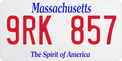 MA license plate 9RK857