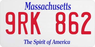 MA license plate 9RK862