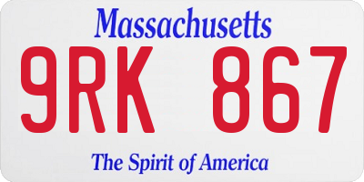 MA license plate 9RK867