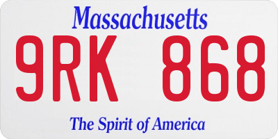 MA license plate 9RK868