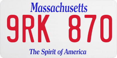 MA license plate 9RK870