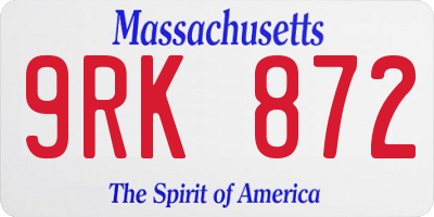 MA license plate 9RK872