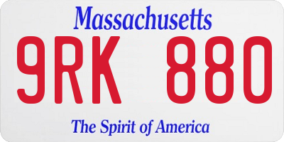 MA license plate 9RK880